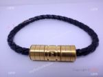 Mont Blanc Bracelet Replica AAA / Black Leather & Gold